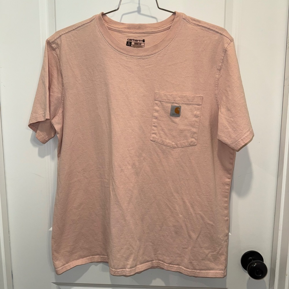 Carhartt K87-W Loose Fit Pocket T-Shirt Peach Pink XL 16-18 Cotton Crew Neck